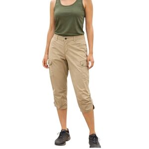 Eddie Bauer Nylon Stretch Hiking Capri Pants Light Tan Beige Size 8P